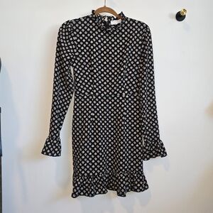 Long-sleeved Flower Print Dress